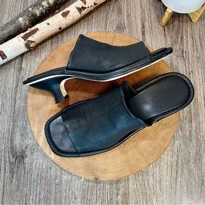 BY FAR | Mules Heels Sandal Shoes Slides Kitten Heel Leather Size 41/10